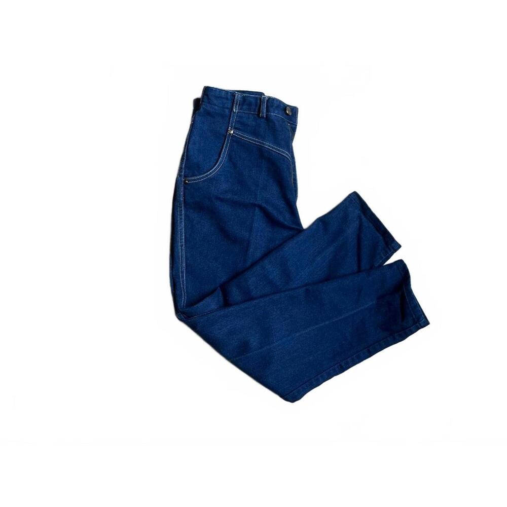 Vintage High-Waisted Dark Blue Denim Jeans - Picture 2 of 7